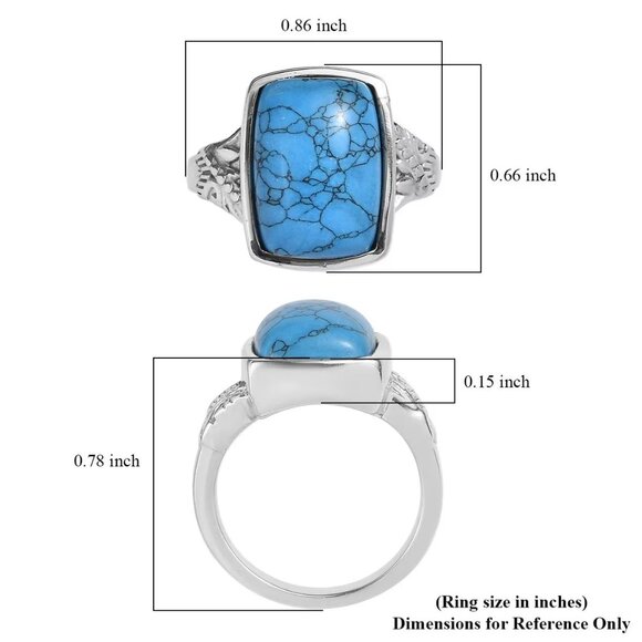 Women's Blue Howlite 5.50 ctw Solitaire Ring in Stainless Steel Size 7 - Picture 3 of 3